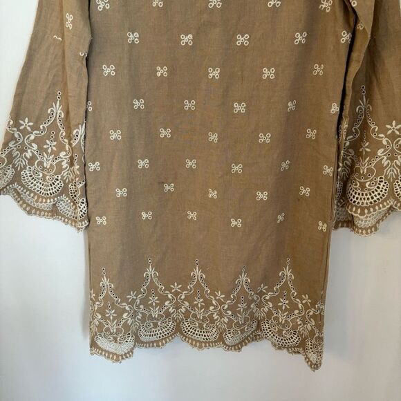 Sundance Women Royal beauty bell sleeve eyelet 3/4 sleeve dress 100% cotton sz 6 - Picture 5 of 12